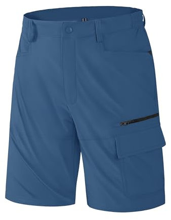 KEFITEVD Kurze Cargo Hose Herren Trekking Shorts Sommer Kurze Arbeitshose Bermuda Shorts Quick Dry Blaugrau 40