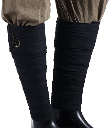 BPURB Mittelalter Wikinger Herren Beinwickel mit Brosche Pins Piratengürtel Vintage Cosplay Kostüme(Länge: 380cm/149.61 inch) (Schwarz)