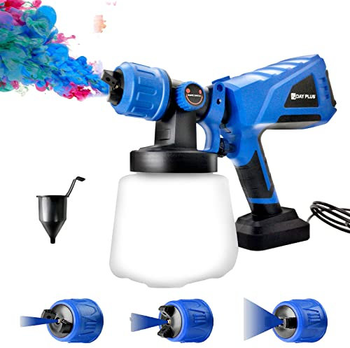 Farbsprühsystem Farbspritzpistole Wandfarbe 550W Elektro Lackierpistole mit 3 Spritzmuster, 1000ml Behälter, Elektro Sprühpistole HVLP 1000ml/min, Elektrische Farbspritzgerät für Lacke, Lasuren, Metal