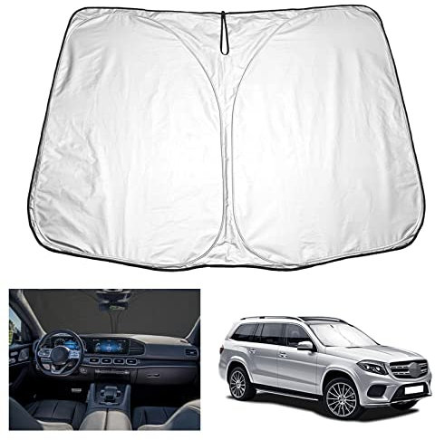 YEE PIN W206 W205 Parasol Coche Compatible con Mercedes-Benz Clase C W205 S205 C205 2016-2020,W206 2022 2023,Plegable Auto Parasol Delantero Parabrisas Protección UV Polvo