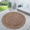 TT Home In-& Outdoorteppich Wetterfest Terrasse Küche Modern Mit Umrandung Unifarben, Farbe: Braun, Größe:120 cm Rund