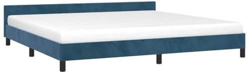 vidaXL Bettgestell mit Kopfteil, Bettrahmen mit Lattenrost, Bett Polsterbett mit Stützbeinen, Schlafzimmerbett Doppelbett, Dunkelblau 200x200cm Samt