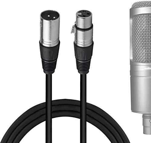Geekria for Creators Câble de microphone XLR mâle vers XLR femelle 300 cm, compatible avec Audio-Technica ATH AT2020, AT2035, AT2021, AT2040, AT2005USB, ATR1500x Noir