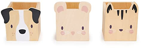 Tender Leaf Toys Pet Pencil Holders - Wooden Dog And Cat Desk Organiser and Tidy For Childrens Desks
