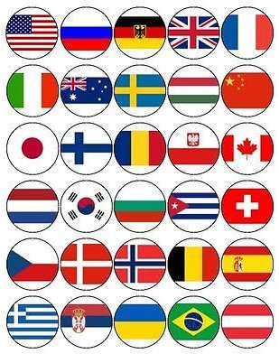 30x WORLD FLAGS MIXED OLYMPICS COUNTRIES EDIBLE PREMIUM CUPCAKE CAKE TOPPERS