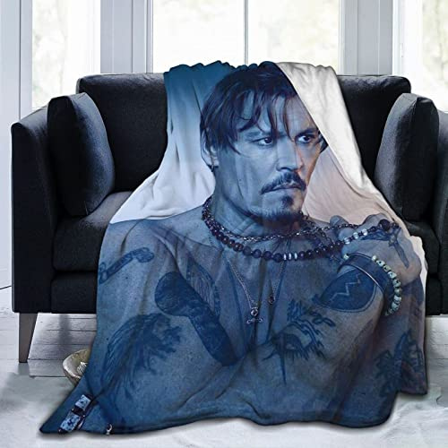 YINGD Johnny Actor Depp Flanelldecke, Bettwäsche, Fleecedecke, weich, Klimaanlage, Decke für Sofa, Couch, Wohnzimmer, mehrfarbig