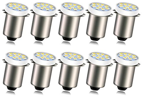 Ruiandsion P13.5S LED-Taschenlampenbirne Warmweiß 4.5V 2016 9SMD Ersatz für 3 Zellen Taschenlampen Taschenlampe Arbeitslicht, nicht polarisiert (10er Pack)