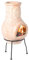 Vintiquewise Beige Outdoor-Kamin aus Ton für den Außenbereich, Sonnen-Design, Holzkohle-Feuerstelle mit stabilem Metallständer, Grill, Cocktail-Party, Familientreffen, gemütliche Nächte Feuerstelle