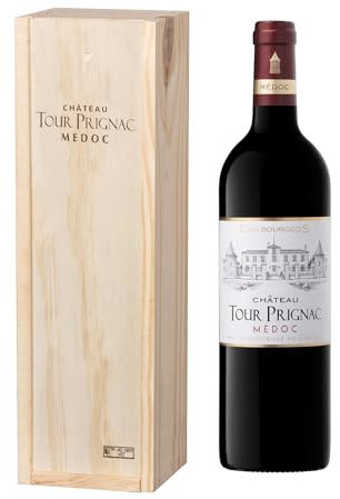 Geschenkset Holzkiste - Château Tour Prignac - AOP Medoc - Cru Bourgeois - Rotwein - 75cl