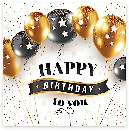 Handarbeit - Lieblingsladen 1 edle Geburtstagskarte Happy Birthday 14,8x14,8cm mit weißem Umschlag, Karte zum Geburtstag Glückwunschkarte Alles Gute Happy-Birthday-Karten