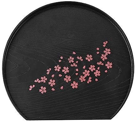perfk Plateau de service à thé Style japonais Plateau de service Stockage Plat décoratif Assiette à sushi pour la maison Divertissement, Rond 22.5cmx20cm