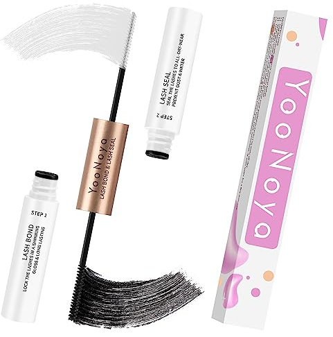 Lash Bond and Seal 10ml Colla per Ciglia Lash Glue Strong Hold 48-72 Hours Cluster Lash Glue Latex-free Waterproof Colla per Ciglia Finte + Sigillante (5ml+5ml)