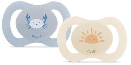 DODIE, Sucettes Anatomiques spécial naissance,Tetine pour bébé, 0-2 mois,Nourisson, Bleu, Mini crabe, Lot de 2