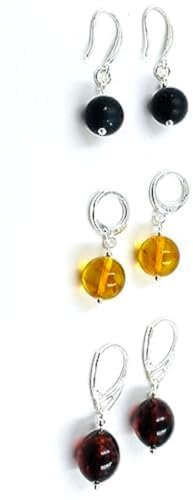 3 Pairs Baltic Amber Earrings Set Genuine Amber Earrings