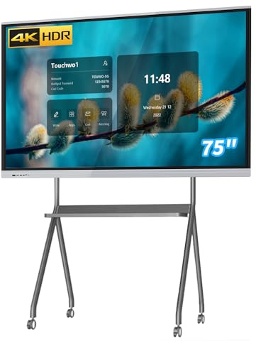 TouchWo 75 Touchscreen Monitor Smart Board, 4K Interactive Presentation Electronic Whiteboard, All-in-One PC, Digital Signage Display for Office & Classroom, Core i5 RAM 4GB+SSD 256GB