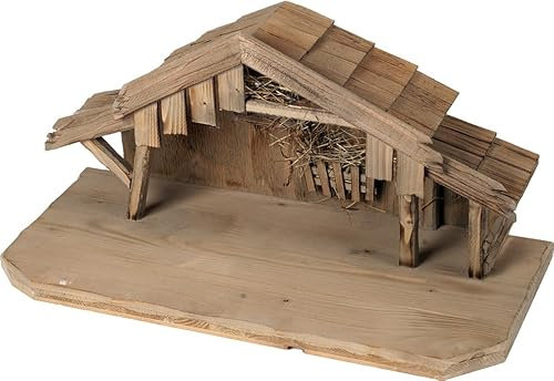 FADEDA Stall Bern mittel/Höhe:27 cm/handbemalt/detailgetreue Krippen Figuren - Weihnachten Tisch Dekoration Krippe Zubehör