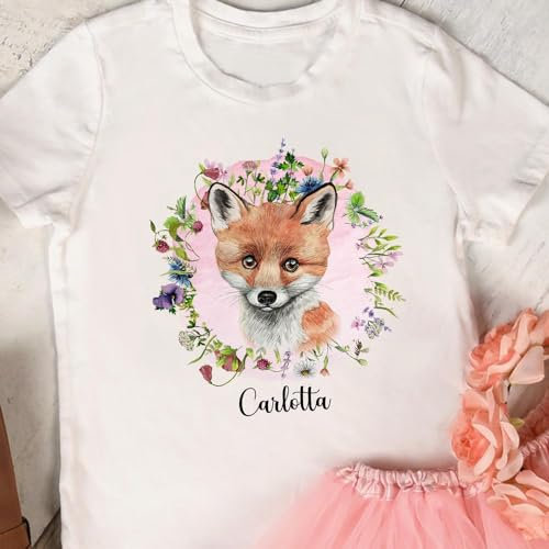 Bügelbilder Fuchs Blumenkranz in A5 A4 Bogen Wunschname Name Applikation Kissen Shirt Bügelbild Bügelmotiv Patch auch dunkle Textilien bb267 - ausgewählte Größe: *A4*