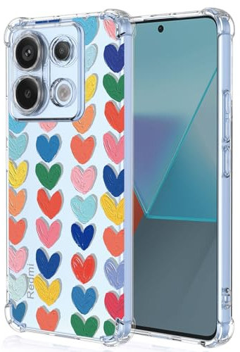 XINYEXIN Funda para Xiaomi Redmi Note 13 Pro 5G / Poco X6 5G Flores Floral Patrón Slim Antigolpes Transparente Carcasa Suave TPU Bumper Clear Case - Love