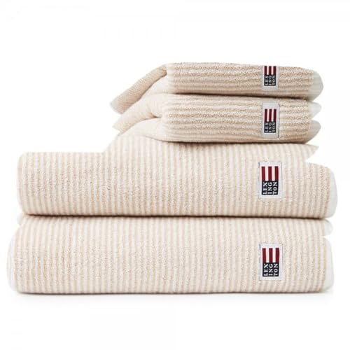 Lexington Original Towel White/Tan Striped, White/Tan, 30x50