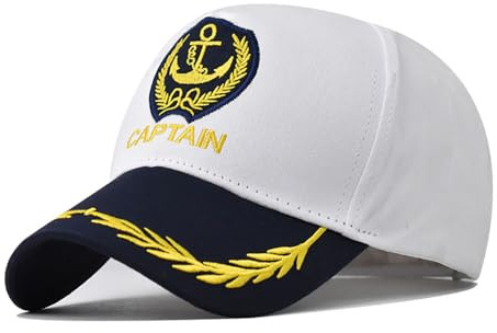 DOwrap Unisex Klassische Kapitänsmütze Nautische Mütze Herren Baseball Cap Sgt's Cap, weiß, 58