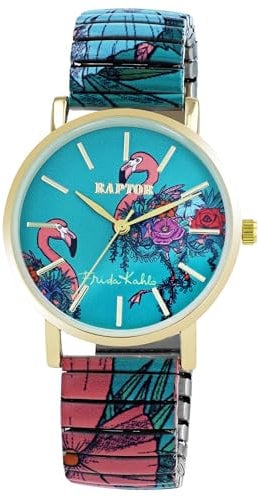 Raptor Damenarmbanduhr Frida Kahlo Edition mit Zugband (Mehrfarbig, Mehrfarbig - Flamingo)