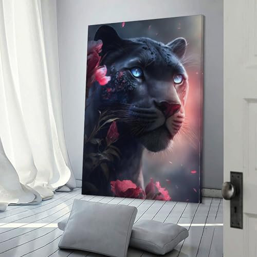 The Pink Black Panther Mode-Wandkunst, Make-up-Wanddekoration/Leinwanddrucke, Poster, buntes Bild/Wanddekoration für Mädchen und Frauen, Raumdekoration, 50 x 75 cm (20 x 30 Zoll)