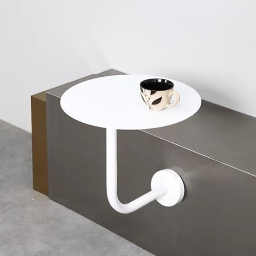 Runder Frühstücks-Esstisch, L-förmiger Kaffee-Beistelltisch zur Wandmontage aus Schmiedeeisen, Freizeit-Sofa-Beistelltisch, Cocktailtisch für Bistro, Café, Restaurant, Weiß ( Size : 35x35x45cm )