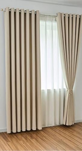Musihy Tenda Interni Oscurante, Tende per finestre strutturate in tinta unita per camera da letto, Beige, 132 x 214 cm