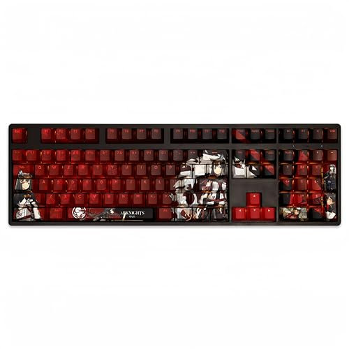 Arknights Tastenkappen, 104 Tasten, OEM/PBT, fünfseitige Thermosublimation, transparent, benutzerdefinierte Tastenkappen für Cherry Gateron MX Switches mechanische Tastaturen (Texas the Omertosa)
