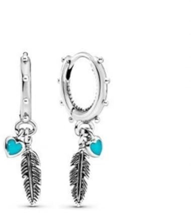 Ohrringe für Damen, 925 Sterling Silber Schmuck mit Herz Liebe Kristallen, Weihnachten Geburtstag Geschenke für Frau Freundin (Türkis)