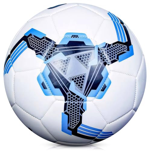KWJEIULSOQ Fussball Grösse 5 Blaue, Fußball Kinder Unisex, Professioneller FußBall Leder, Offizieller Training Fusball, Indoor Outdoor Explosionsgeschützt fußbälle für Jugendliche und Erwachsene