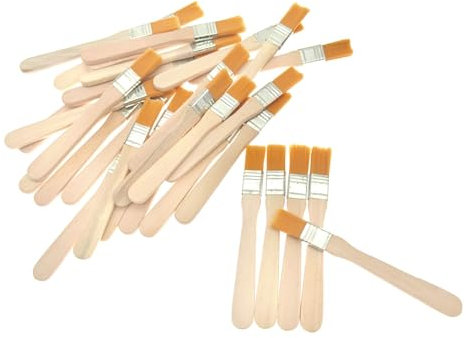 JZK Lot de 30 petits pinceaux à peinture avec manche en bois pour peinture acrylique, brosse de nettoyage de clavier, mini brosse de nettoyage de poussière, pinceaux à colle jetables pour travaux