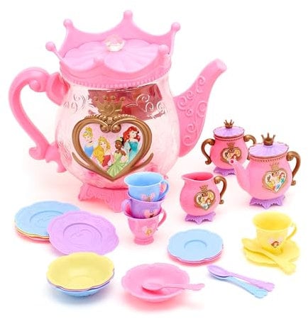 Disney Store Official, Service à Thé Princesses Disney, 24 pièces, Set de Jeu Service à Thé, Inclut des Théières, Tasses à Thé, Cuillers, Soucoupes et Plus