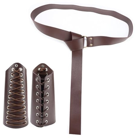 BIAOQINBO Armschienen Mittelalter, Mittelalter Wikinger Gürtel Leder Gürteltasche Kunstleder Armschützer Halloween Wikinger Leder Armschienen Mittelalter Tasche Ritter Gürtel, Braun