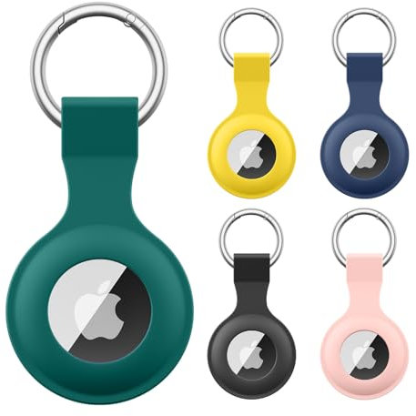 【5 PEZZI】Meliya AirTag Portachiavi per Apple Airtag Portachiavi, Silicone Custodia per Airtag Apple con Portachiavi, Cover Protettiva per Apple AirTag per Tracker per Zaini e Animali Domestici