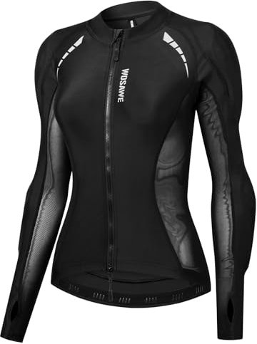 WOSAWE Chaqueta de malla para mujer, camisa acolchada para motocicleta, con armadura de verano, equipo de protección para bicicleta deportiva, Negro -, Large