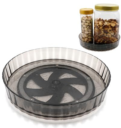 Organizador de platos giratorios, 21 cm de diámetro, para frigorífico, bandeja giratoria de 360°, bandeja giratoria de plástico para cocina, especias, vestidor, cosméticos, color gris