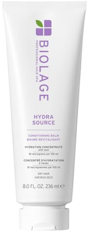 Biolage Hydra Source Conditioning Balm - Moisturizes, Detangles & Adds Softness, For Dry Hair, Infused with Fermented Aloe & Micro-Filtered Hyaluronic Acid, Vegan & Paraben-Free, 7.9 Fl Oz