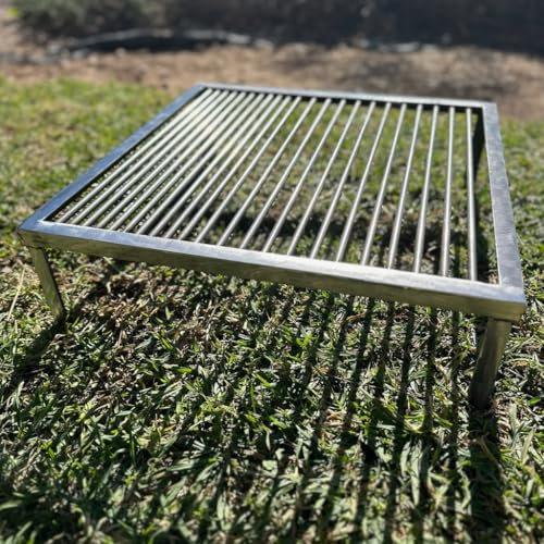 Griglia portatile per barbecue o falò in acciaio al carbonio di varie dimensioni asta di 8 mm di spessore super resistente design argentino. Nic Store BBQ (60 x 50 cm)