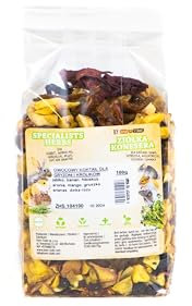 Obstsalat für Nagetiere, Getrocknetes Obst Nager, Bananenchips, Apfelchips, Mango, Ananas, Birne, Kaninchenfutter Getreidefrei, Meerschweinchen, Chinchilla, Hamster und Kaninchen Leckerlies