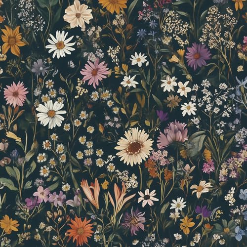 CiCiwind Peel and Stick Wallpaper 44CM×5M Navy Floral Contact Paper Self Adhesive Vinyl Wrap Waterproof Sticky Back Plastic Dark Blue Stick on Wallpaper for Wall Furniture