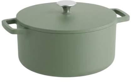 Cook & Pan - Nadia Loves C&P Cocotte en Fonte 24 cm - 4 litres- Induction - Sans PFAS- Revêtement Antiadhésif en Céramique- Fonte- Vert