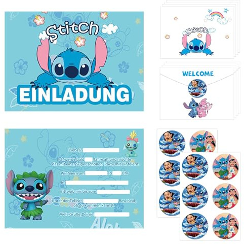 DaengGeGe Einladungskarte Geburtstag(Deutsch), Einladungskarten für Kinder, 12 Einladungskarten + 12 Umschläge + 12 Aufkleber, Geburtstagseinladungen für Junge und Mädchen