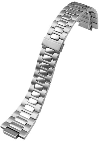 CAWEUER 25 * 13mm Edelstahl Uhrenarmband Armband Metall Mit Faltschließe Kompatibel Patek Philippe Nautilus 5711 5726 Serie(Silver)