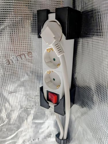 3DGROW 4x Steckdosenhalter + Kabelclip 16mm/19mm/22mm 50x40 52x42 Steckdosenleisten Halter Organizer Zubehör für Growbox Homebox GrowboxSpider Farmer Zelsius Vevor Secret Jardin Mars Hydro