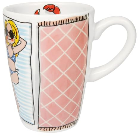Blond Amsterdam XL-Becher La Plage Beach Babe, 500ml | Keramik, La Plage Kollektion, Für Kaffee & Tee, Mikrowellengeeignet, Handwäsche empfohlen
