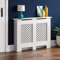 Vida Designs Oxford Radiator Cover – Traditional Cross Pattern, White, MDF, Stylish Design, Heat Efficient, Medium, (H 82 x W 111 x D 19 cm)