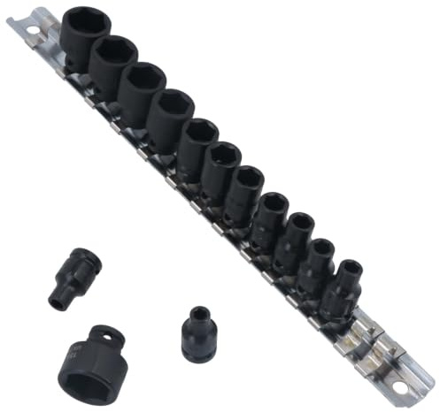 1/4 Drive Metric Shallow Impact Sockets 6 Sided 14pc 4mm - 15mm U S Pro