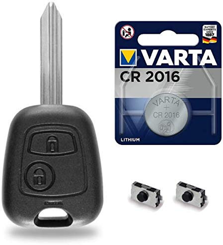 Boitier/Coque Clé Plip Télécommande Compatible avec Citroen Saxo Xsara Picasso Berlingo C1 C2 C3 ✚ Pile CR2016 Varta - Kit iRace Keys®