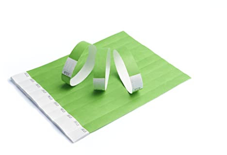 iboo 100 Bracelets Tyvek Vert Fluo 19mm - Bracelets papier pour sécurité et évènements - Indéchirables - Légers et résistants à l'eau